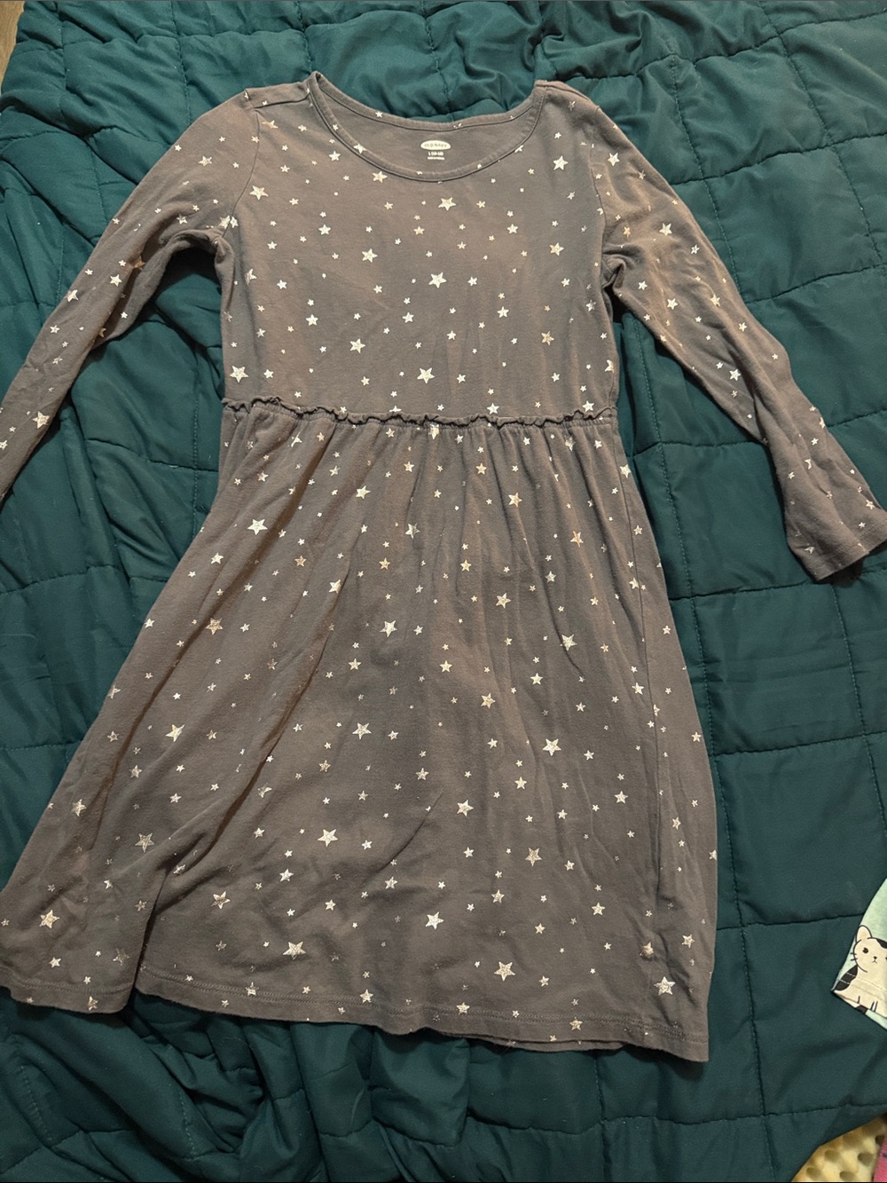 Old Navy Gray Star Print Long Sleeve Dress